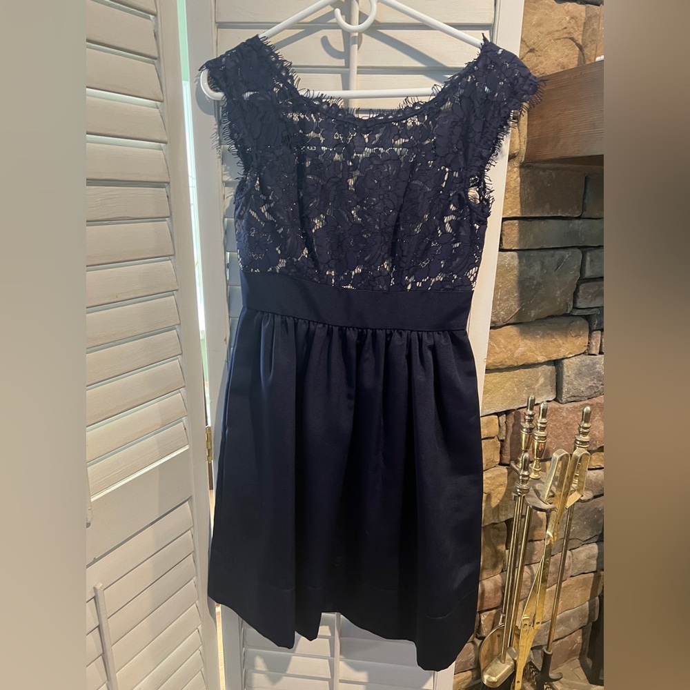 Eliza J Navy and Cream Lace Dress